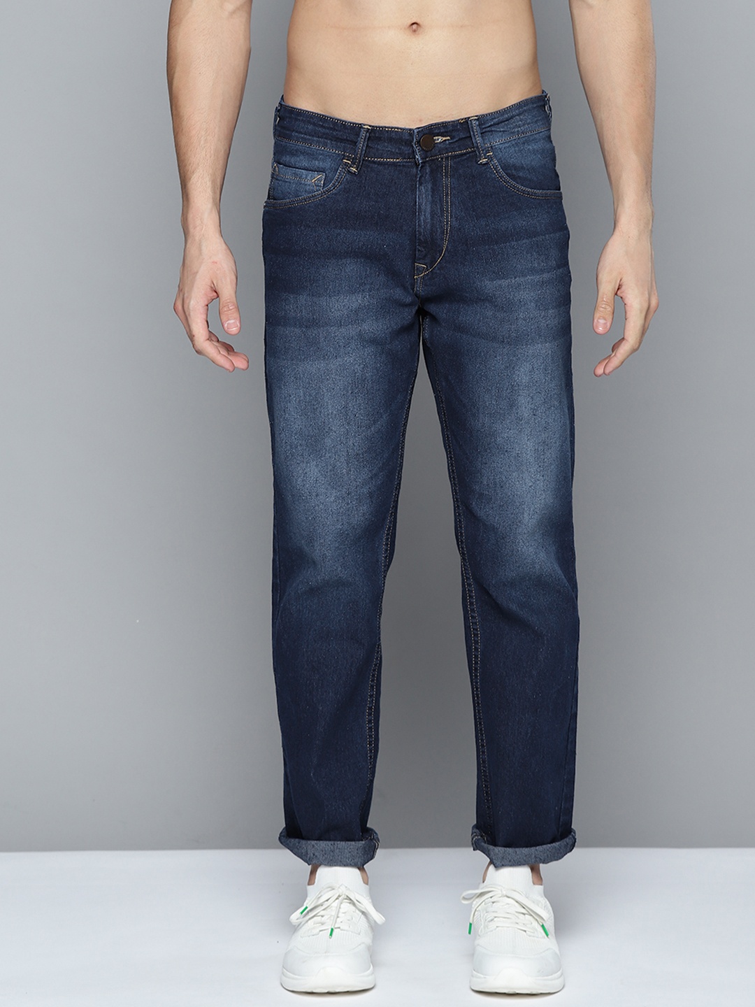 

HERE&NOW Men Navy Blue Slim Fit Light Fade Stretchable Jeans