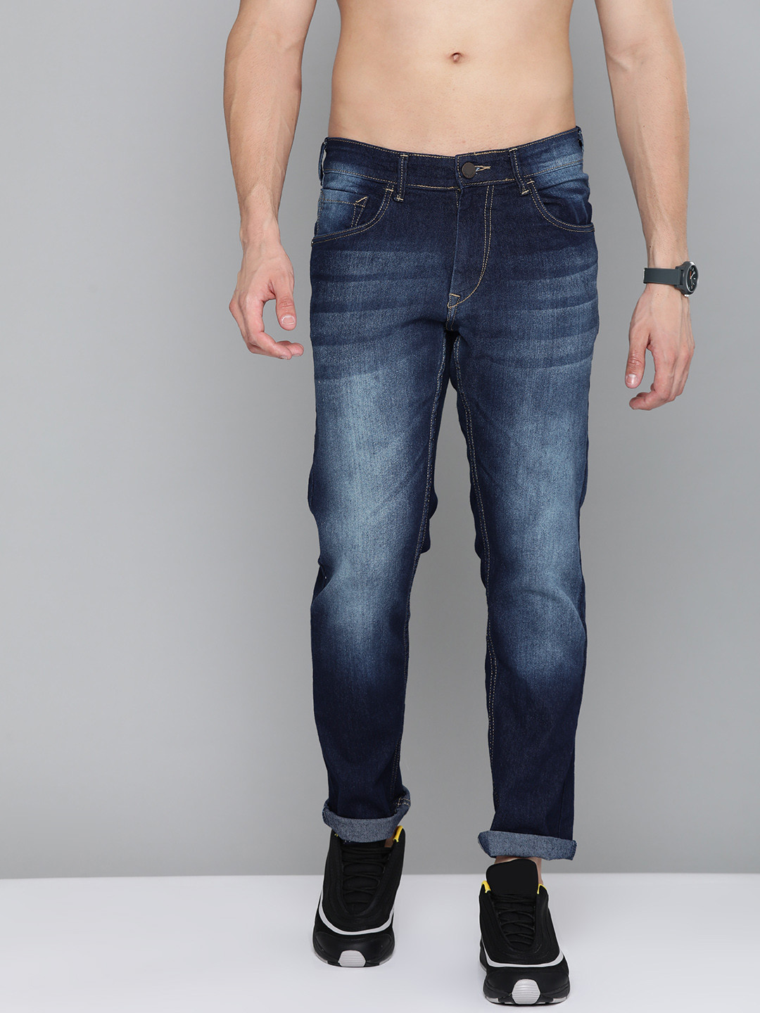 

HERE&NOW Men Blue Slim Fit Heavy Fade Stretchable Jeans