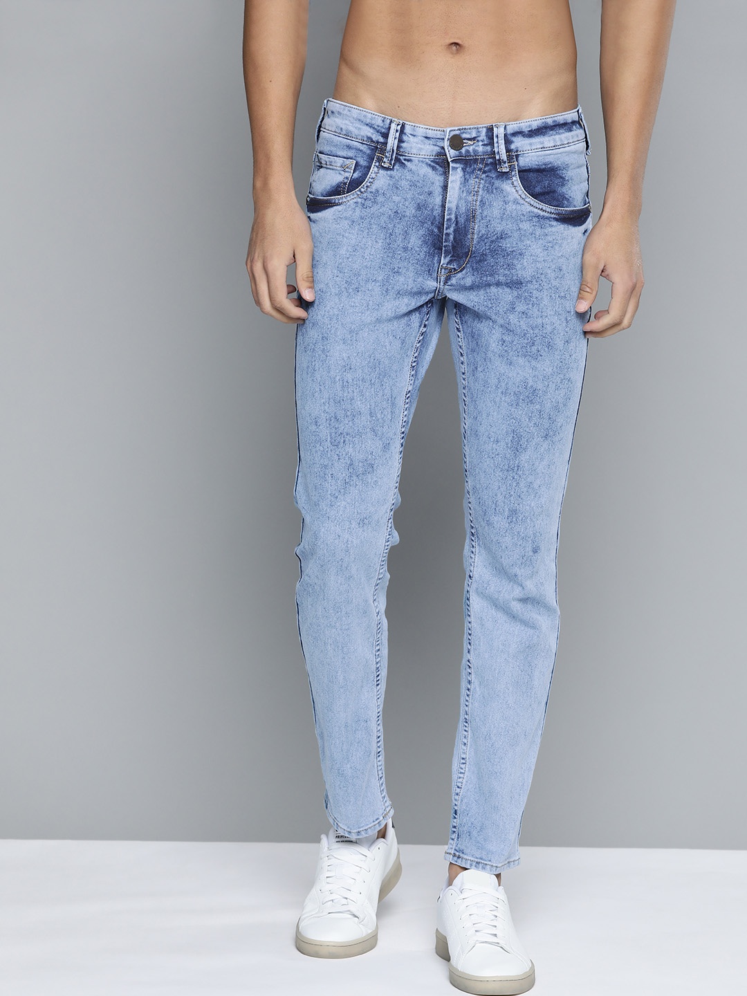 

HERE&NOW Men Blue Slim Fit Heavy Fade Stretchable Jeans