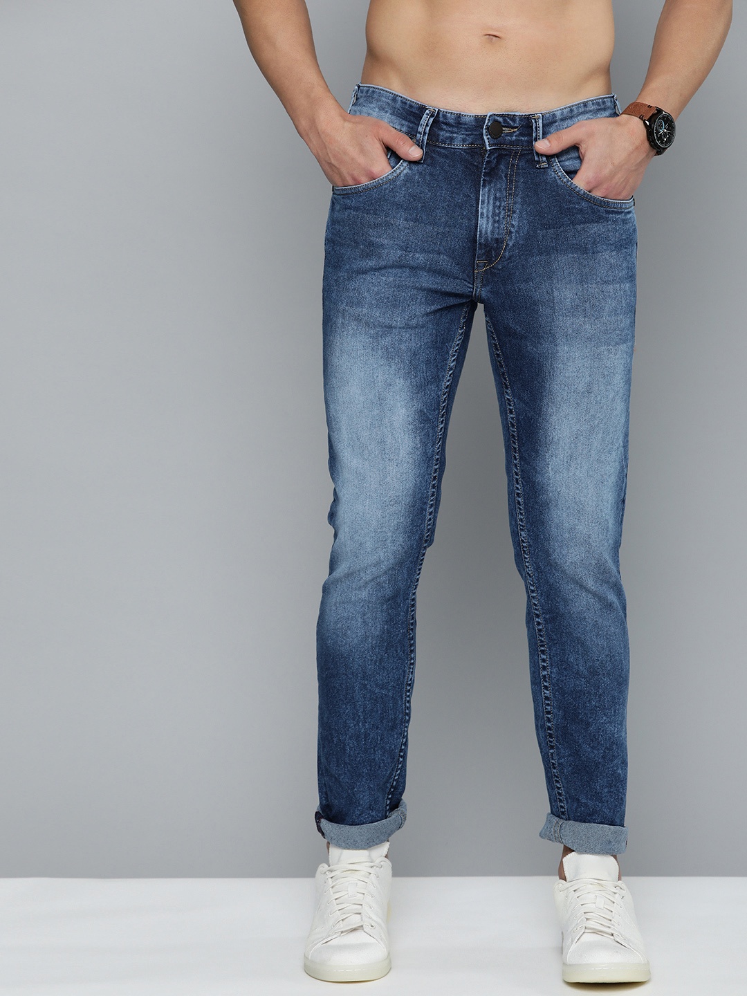 

HERE&NOW Men Blue Slim Fit Light Fade Mid Rise Stretchable Jeans