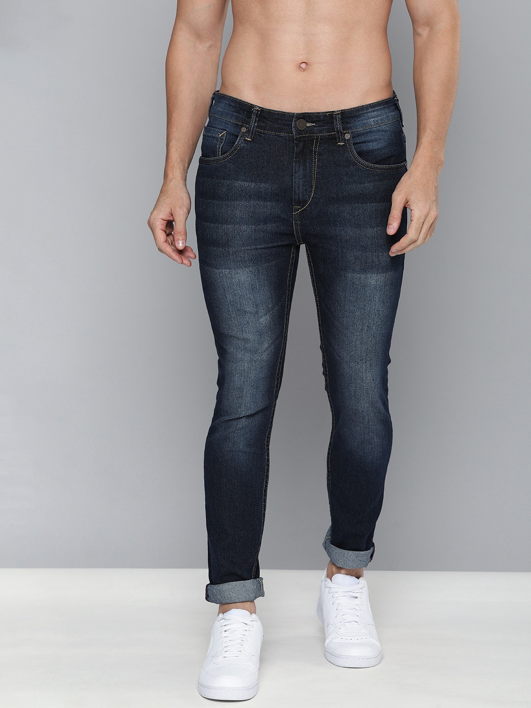 

HERE&NOW Men Blue Skinny Fit Light Fade Mid-Rise Stretchable Jeans