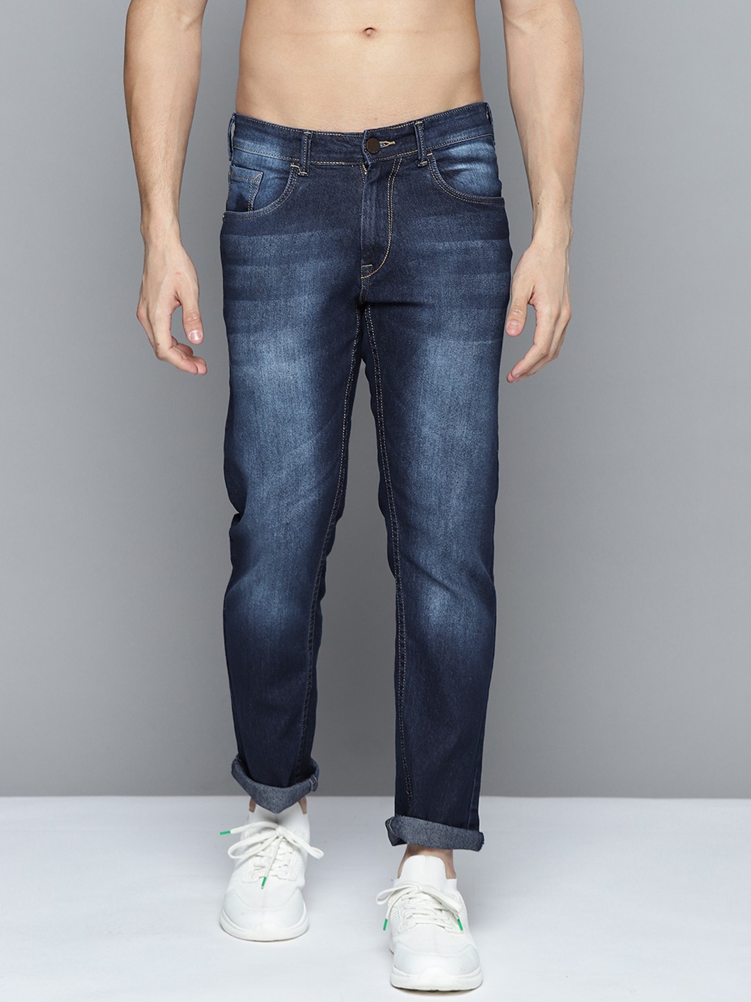 

HERE&NOW Men Navy Blue Slim Fit Light Fade Stretchable Jeans
