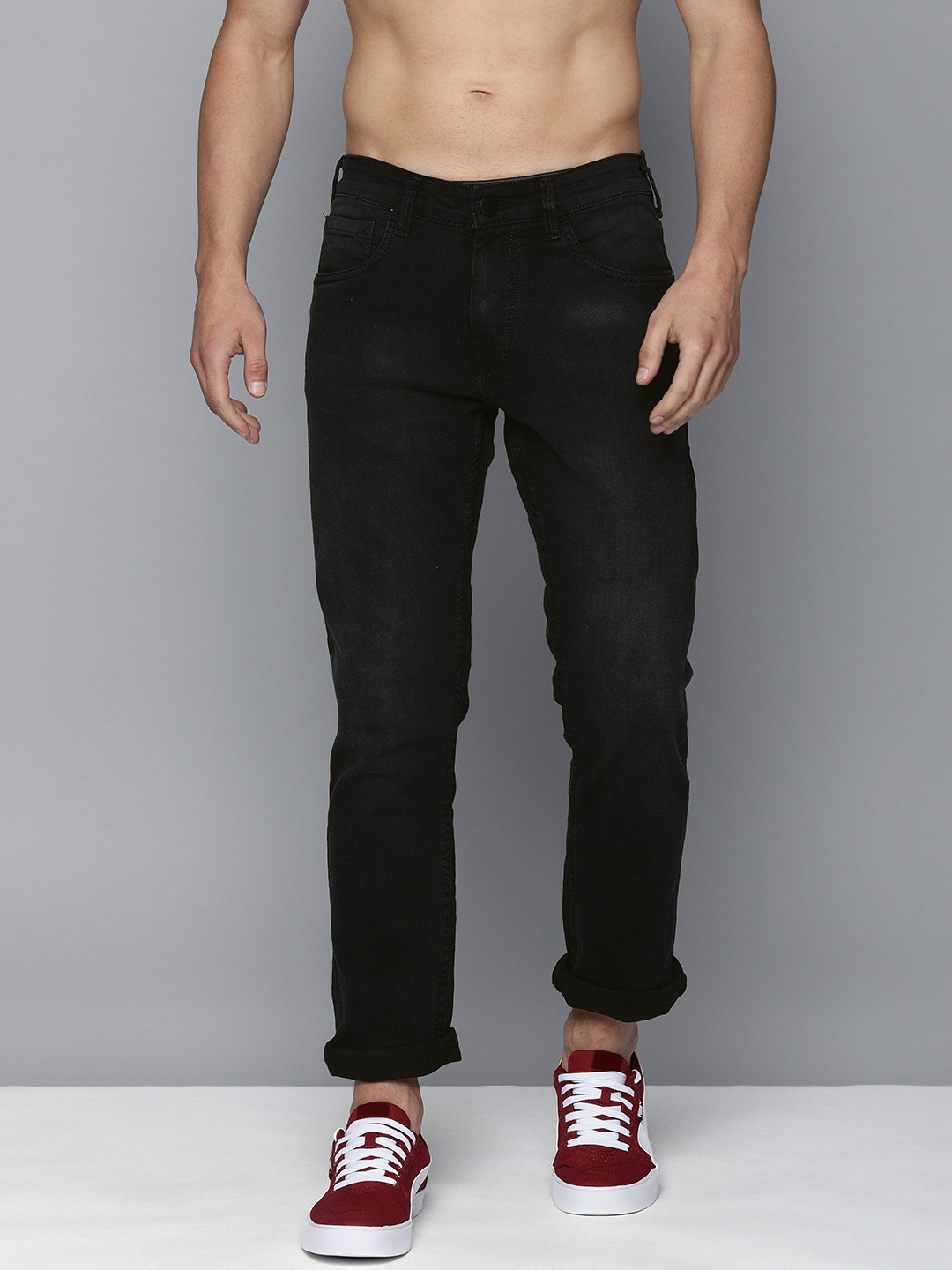 

HERE&NOW Men Black Mid Rise Clean look Slim Fit Jeans