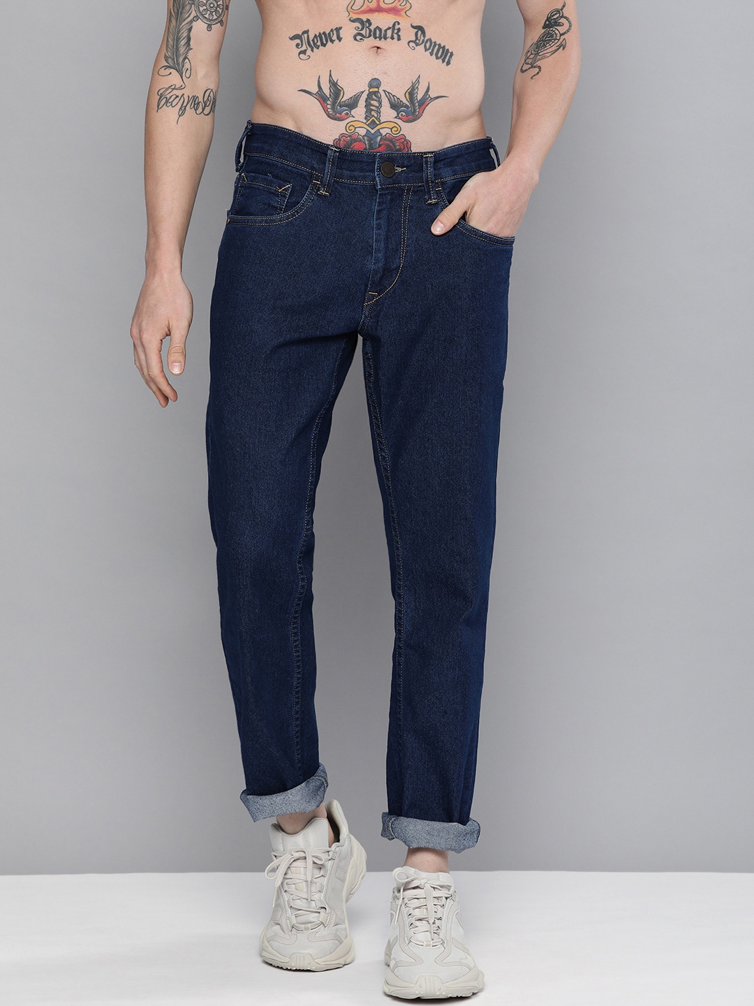

HERE&NOW Men Dark Blue Slim Fit Low Rise Stretchable Jeans