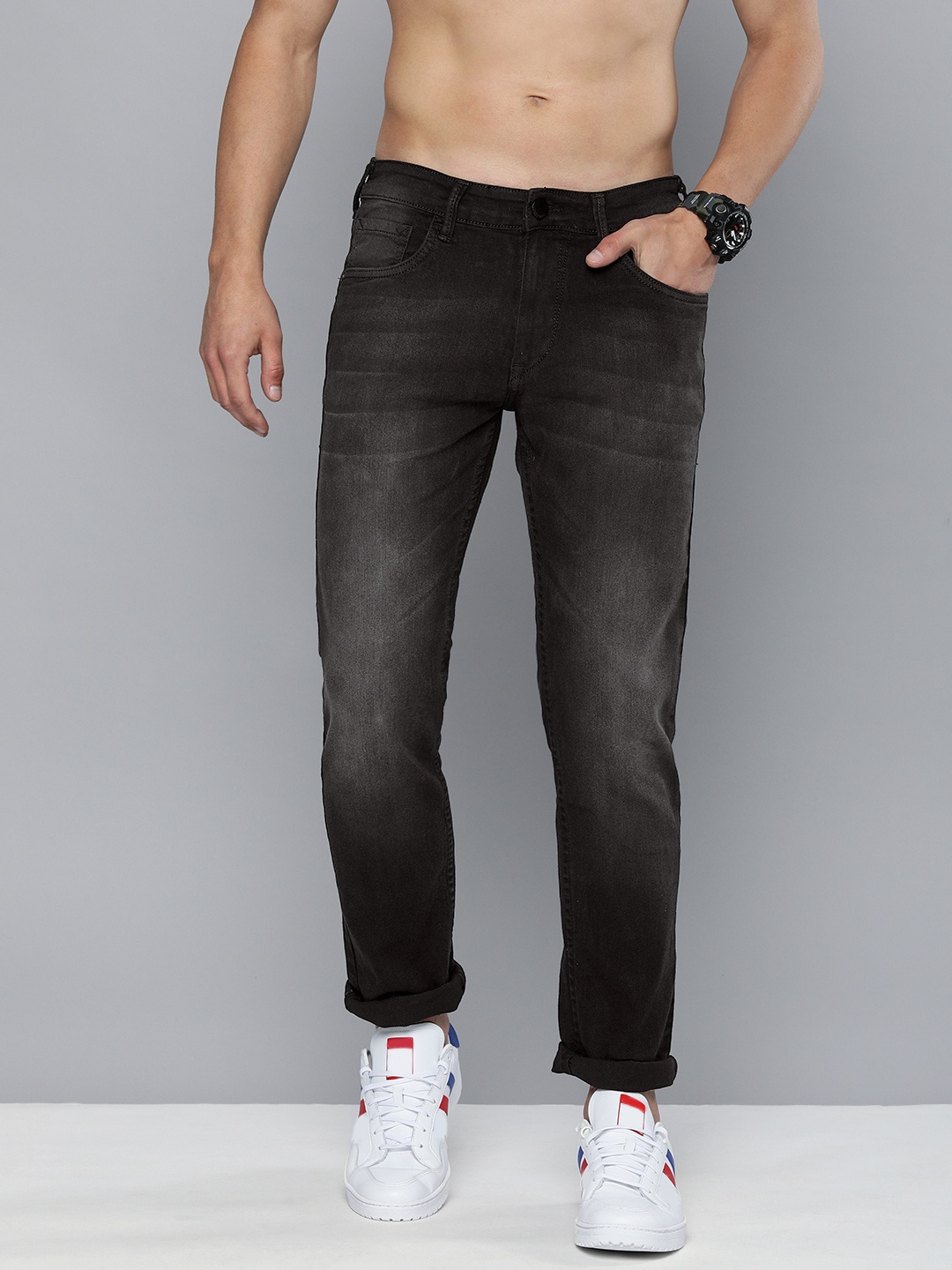 

HERE&NOW Men Black Light Fade Slim Fit Mid Rise Jeans