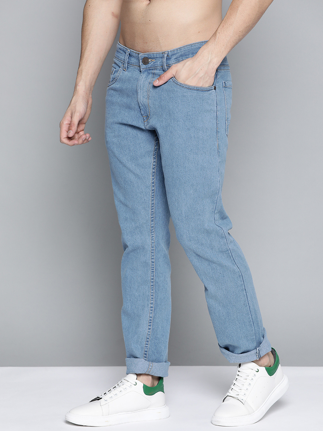 

HERE&NOW Men Blue Solid Slim Fit Mid-Rise Stretchable Jeans