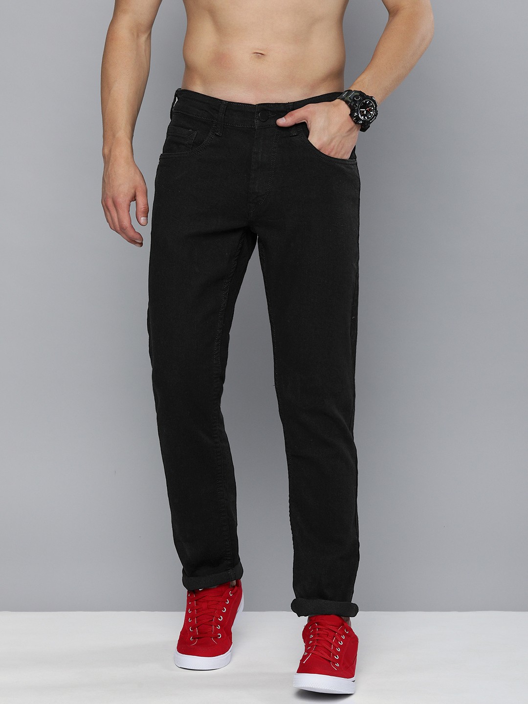 

HERE&NOW Men Black Clean Look Mid Rise Slim Fit Jeans