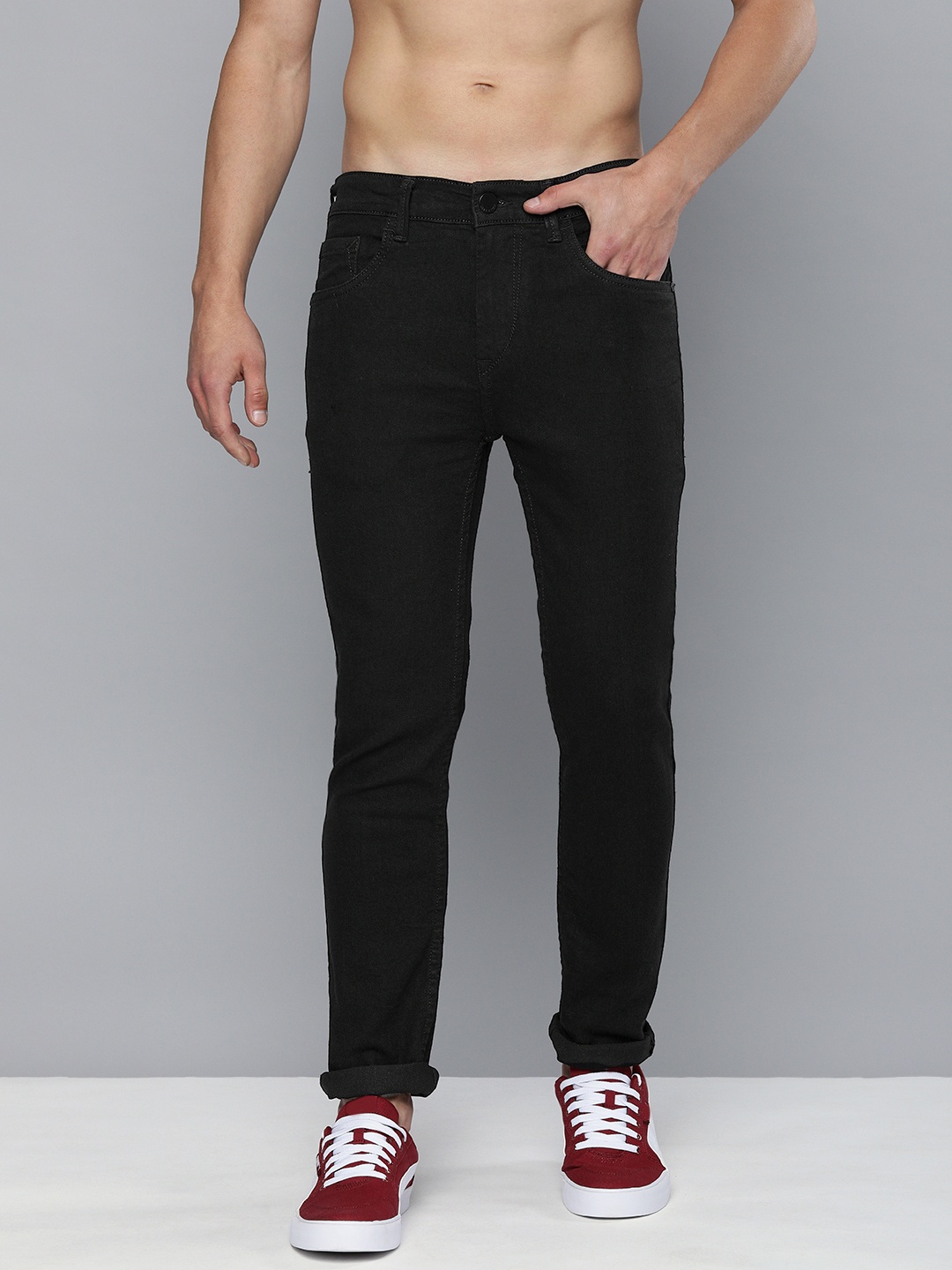 

HERE&NOW Men Black Mid Rise Skinny Fit Clean Look Jeans