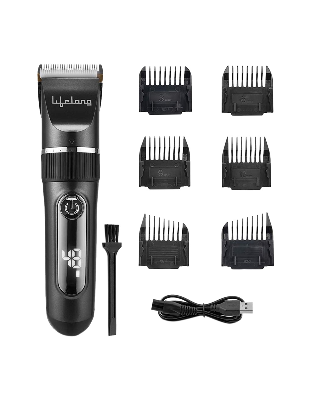 

Lifelong LLPCM17 AcePro Rechargeable Hair Clipper with Digital Display 6 Combs (3-12mm), Black