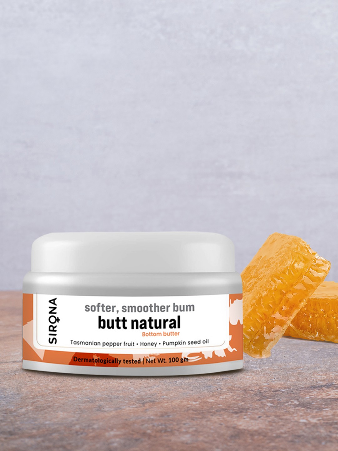

Sirona Natural Back and Bum Cream for Women - Dermatologically Tested 100 gms, Orange