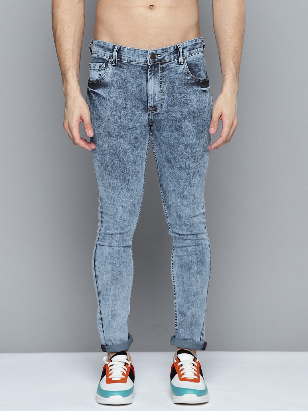 

HERE&NOW Men Blue Skinny Fit Light Fade Stretchable Jeans