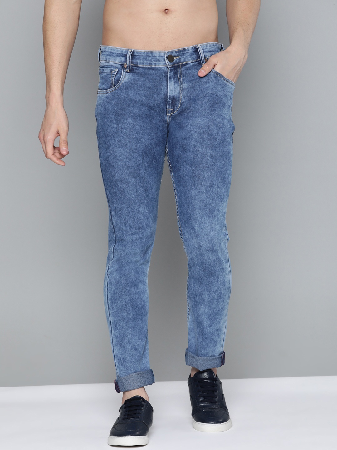 

HERE&NOW Men Navy Blue Light Fade Skinny Fit Jeans