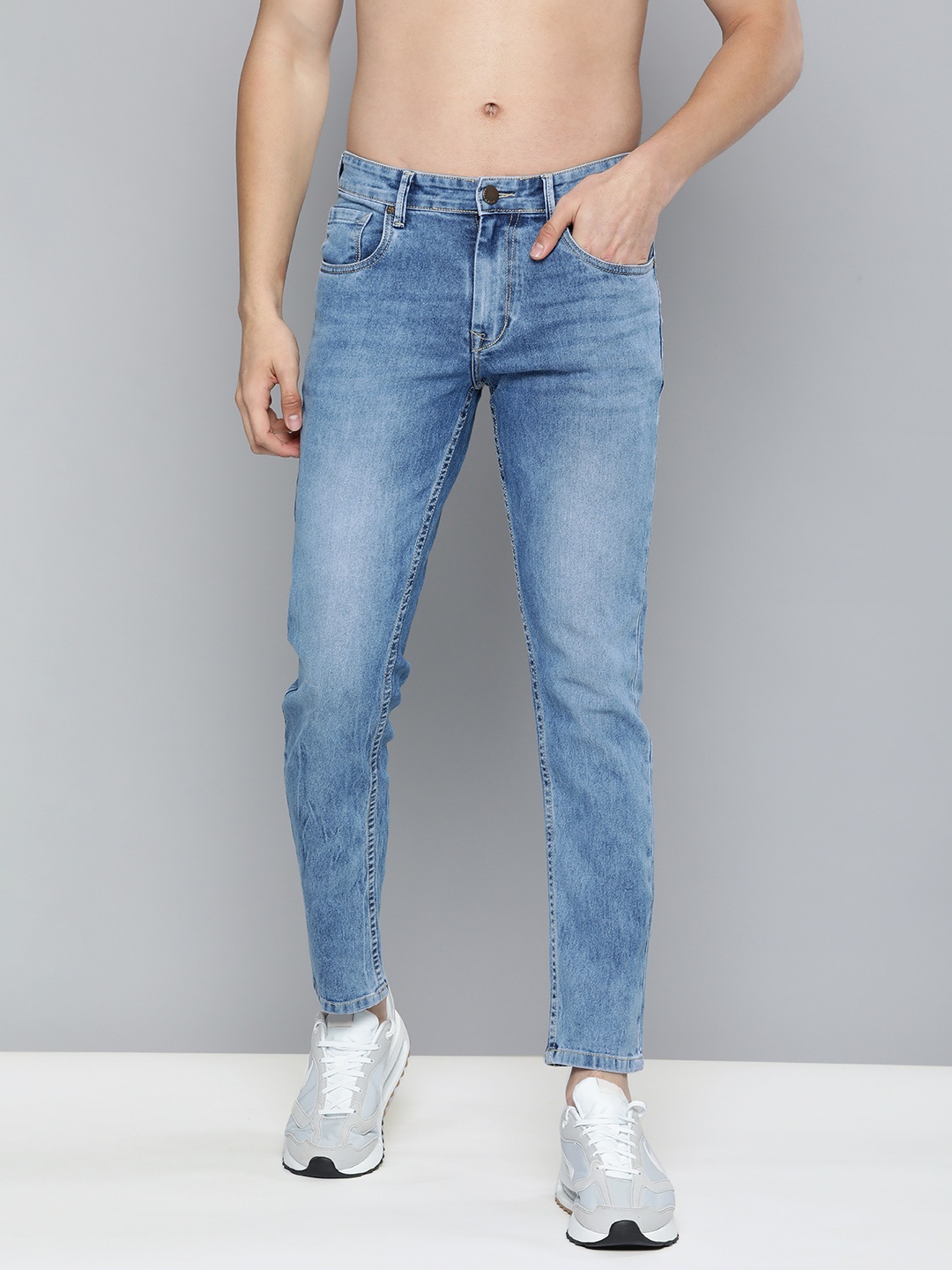 

HERE&NOW Men Blue Slim Fit Light Fade Mid Rise Stretchable Jeans