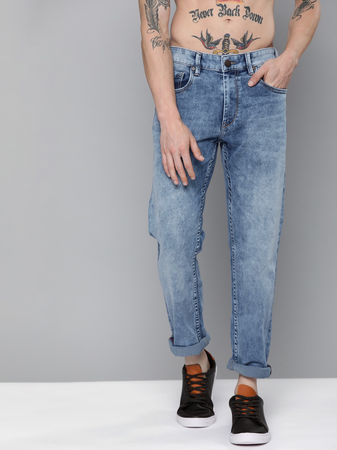 

HERE&NOW Men Blue Heavy Fade Stretchable Jeans