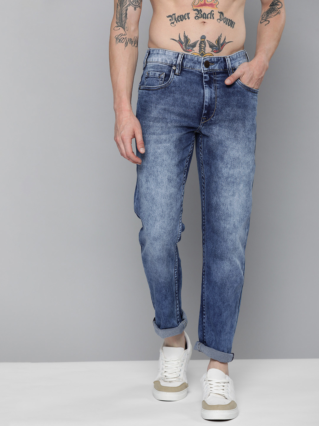 

HERE&NOW Men Blue Heavy Fade Slim Fit Stretchable Jeans
