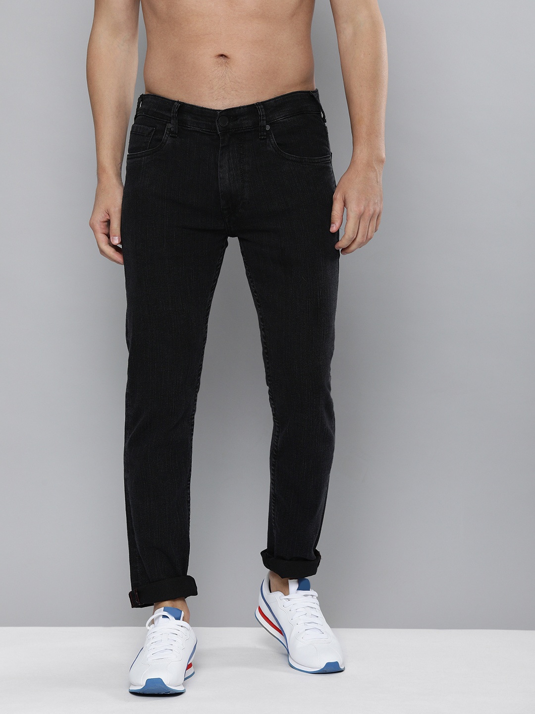 

HERE&NOW Men Black Slim Fit Stretchable Jeans