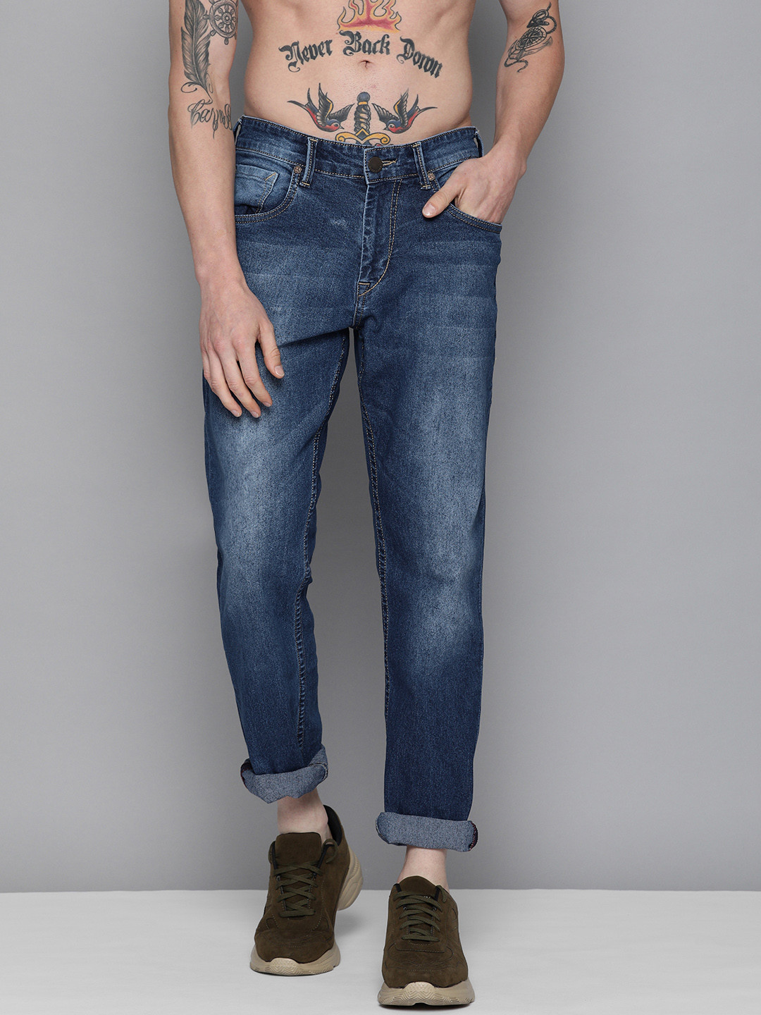 

HERE&NOW Men Blue Slim Fit Low-Rise Light Fade Stretchable Jeans