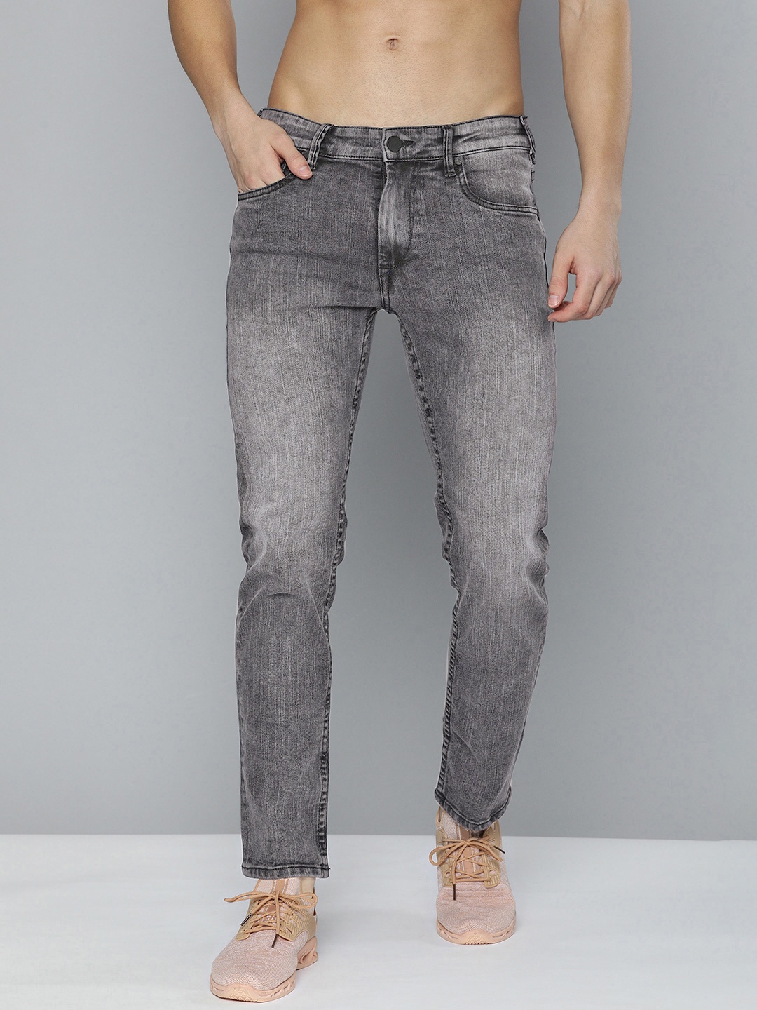 

HERE&NOW Men Grey Light Fade Stretchable Jeans
