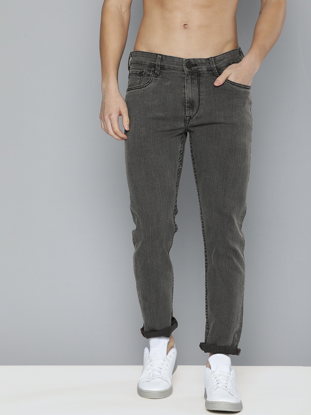 

HERE&NOW Men Grey Regular Fit Mid Rise Light Fade Stretchable Jeans