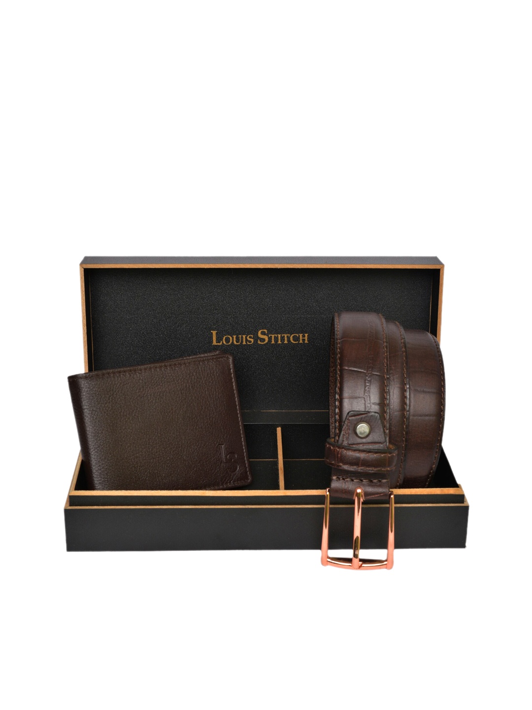 

LOUIS STITCH Men Brown Solid Genuine Italian Leather Accessory Gift Set