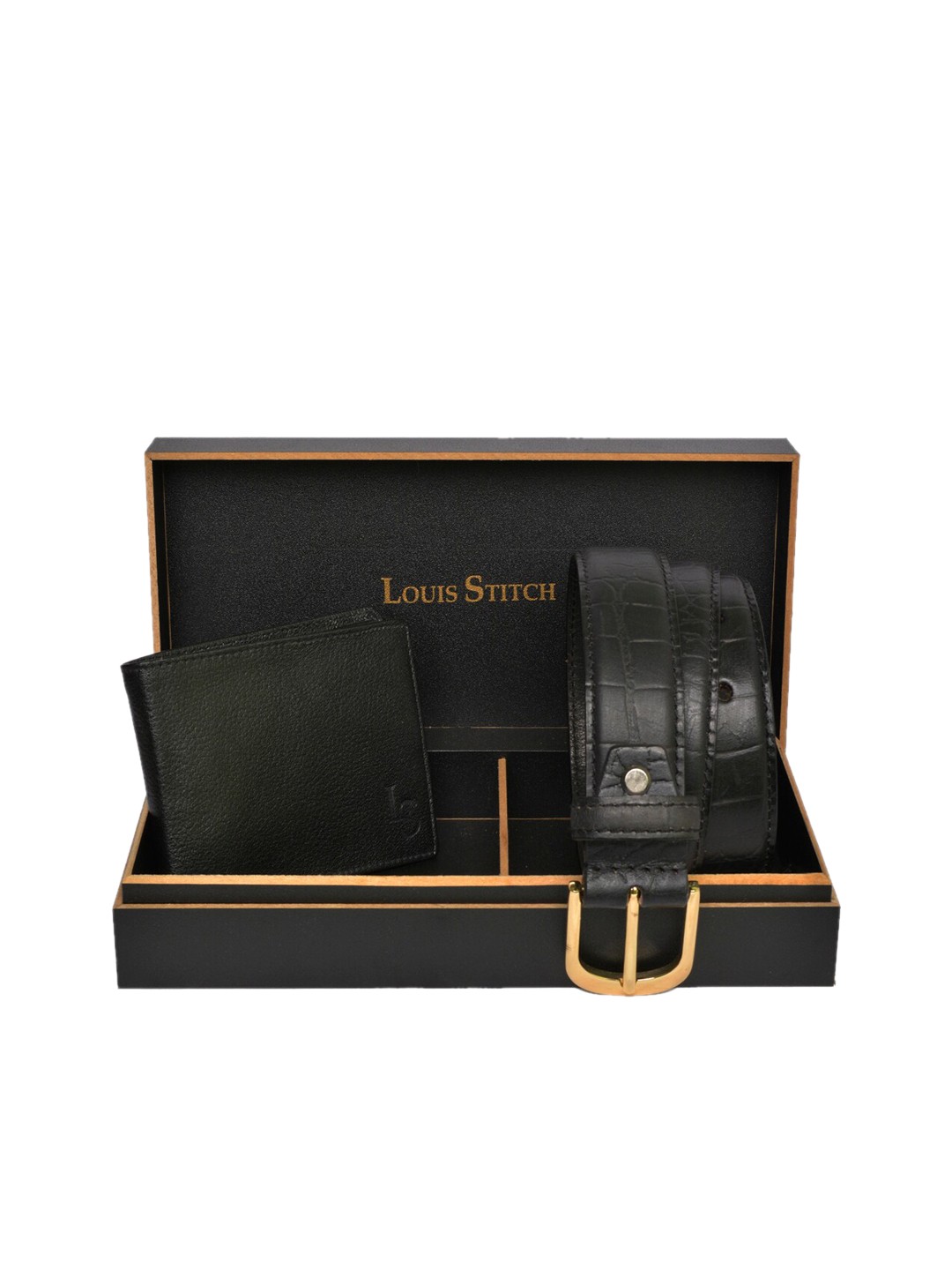 

LOUIS STITCH Men Black Solid Genuine Leather Accessory Gift Set