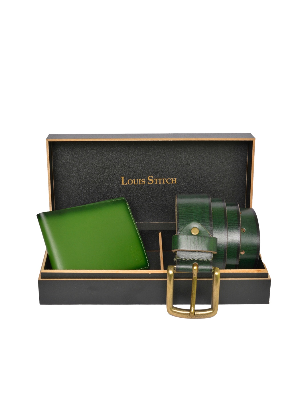 

LOUIS STITCH Men Sea Green Genuine Leather Accessory Gift Set