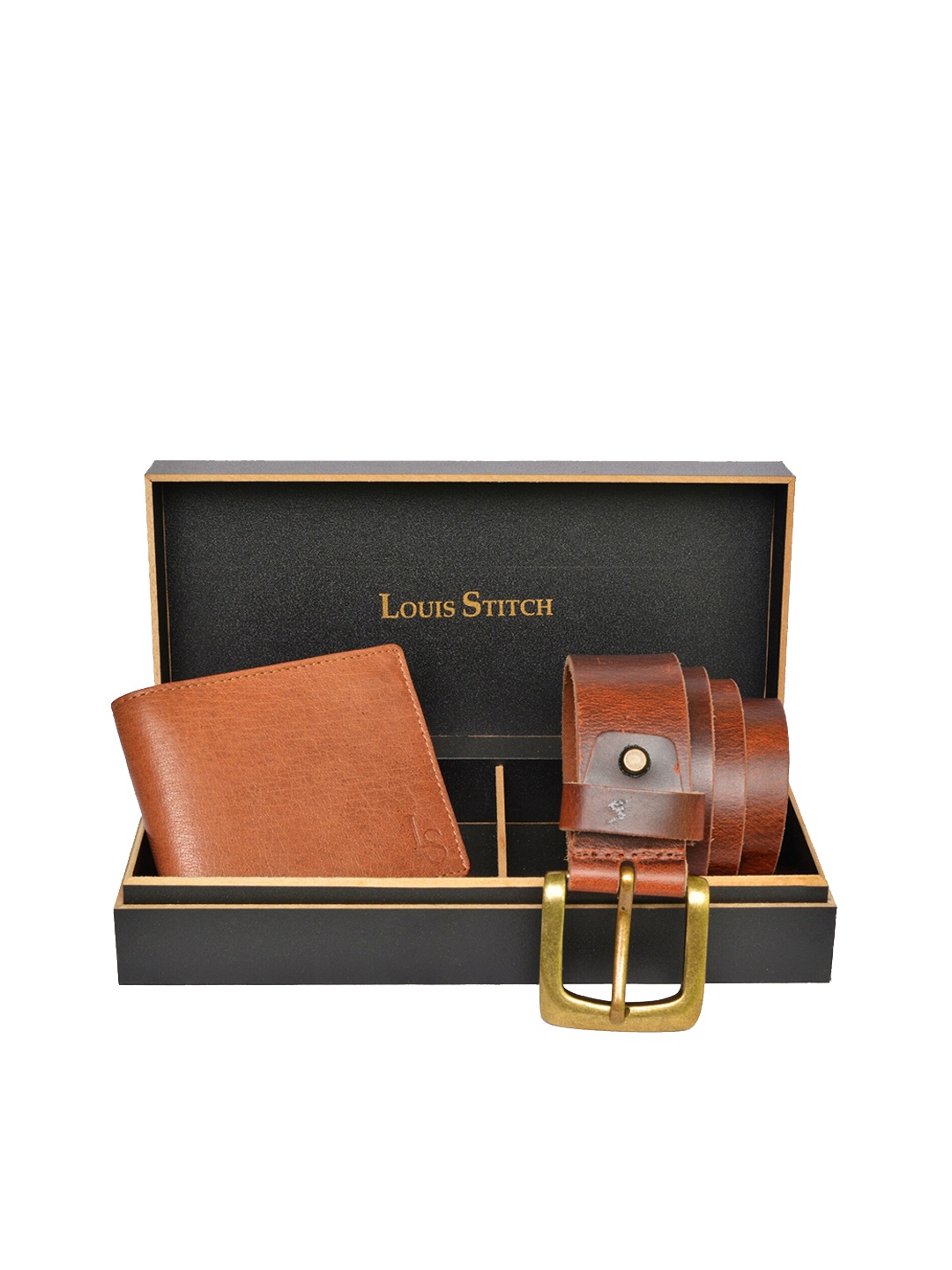 

LOUIS STITCH Men Brown Genuine Leather Accessory Gift Set