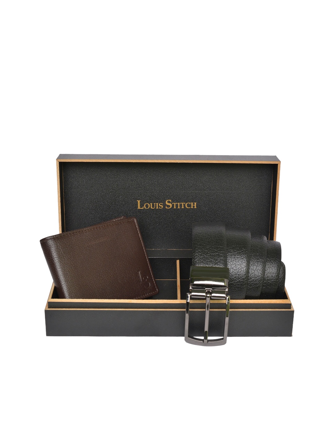 

LOUIS STITCH Men Genuine Leather Accessory Gift Set, Brown