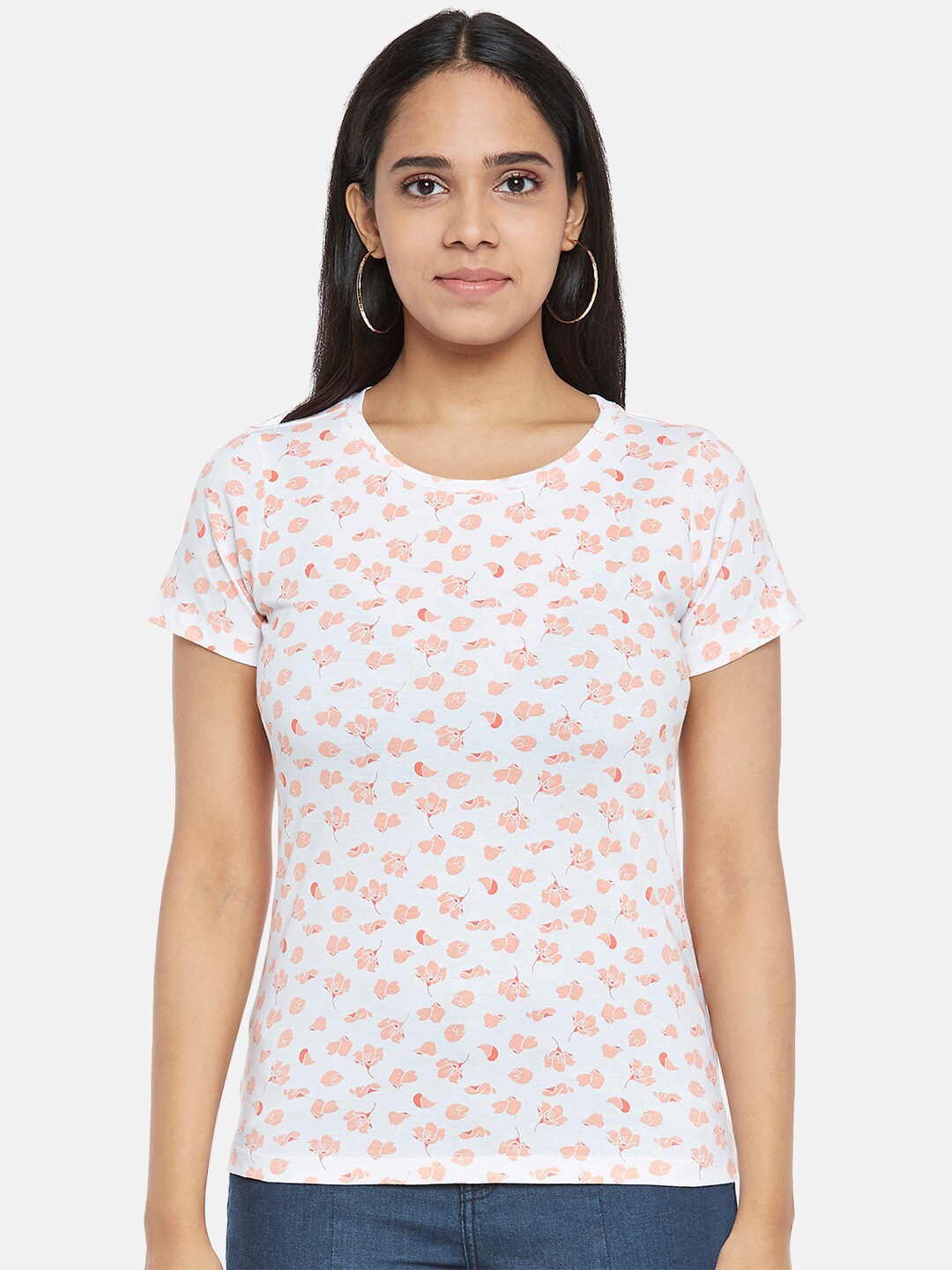 

Honey by Pantaloons Women White Printed Pockets T-shirt