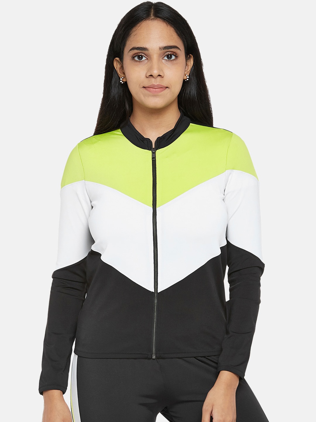 

People Women Black Colourblocked Sporty Jacket