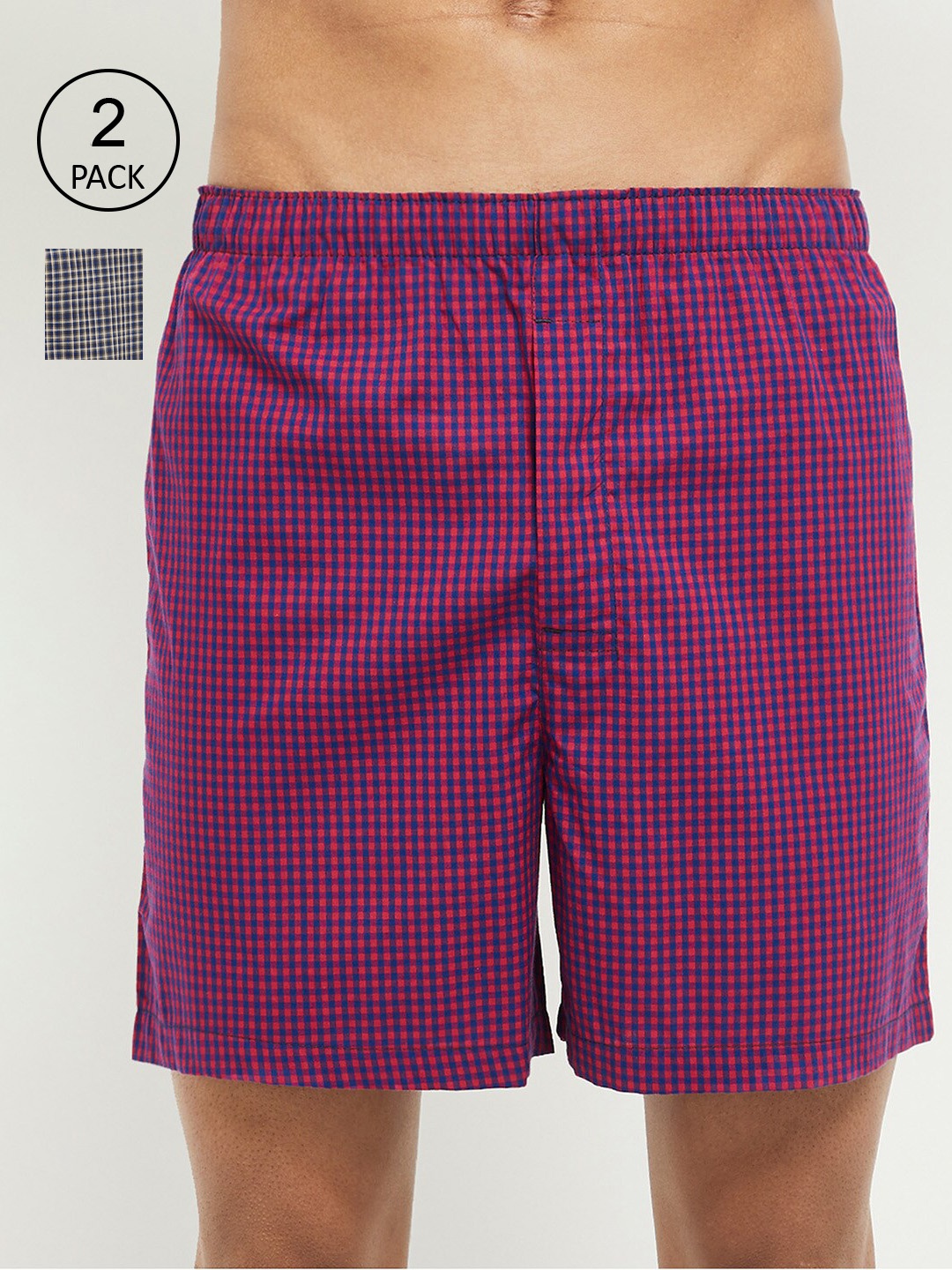 

max Pack Of 2 Men Checked Boxers-SMU21IWBX02NAVY, Blue