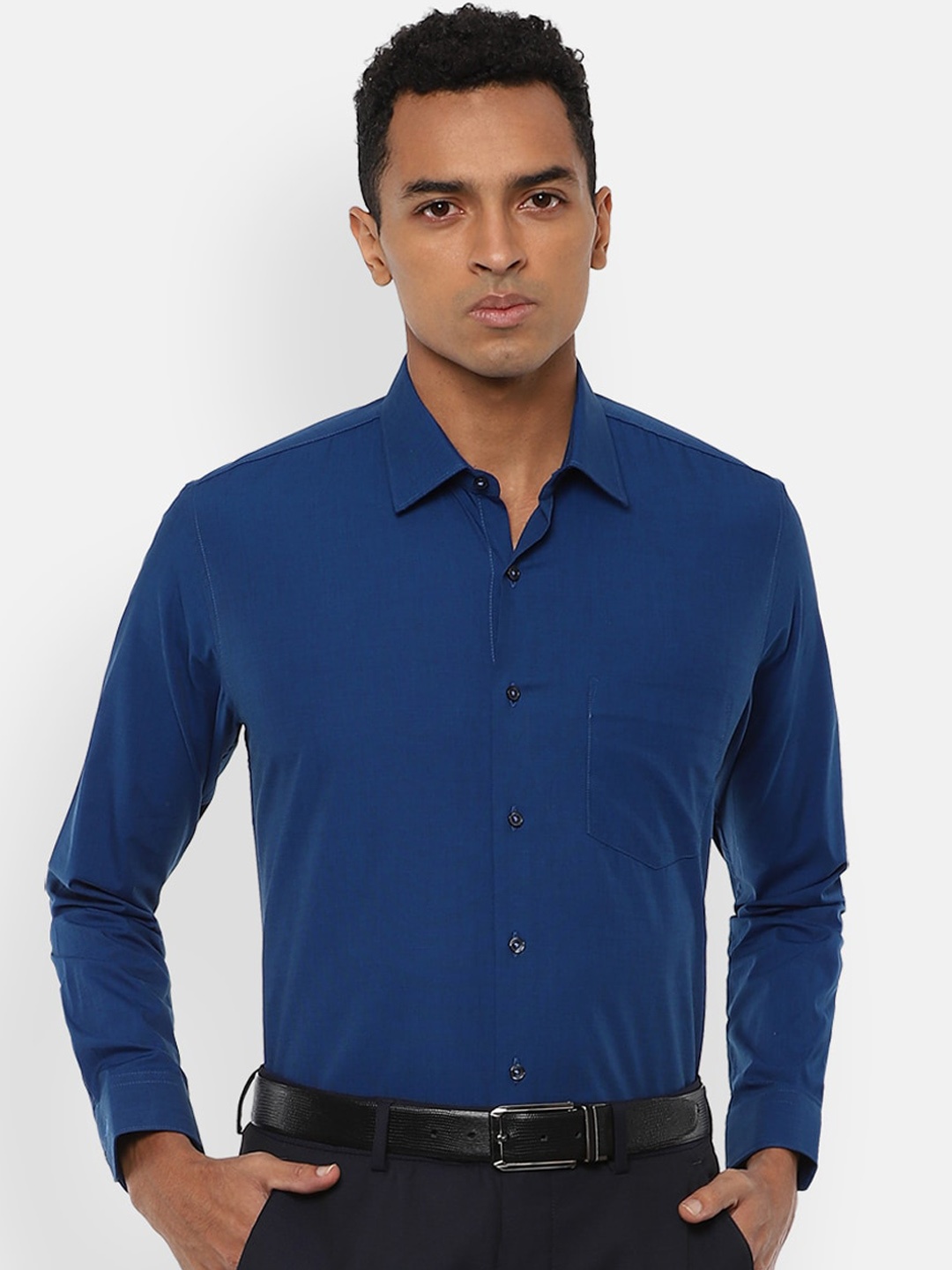 

Van Heusen Men Navy Blue Slim Fit Opaque Casual Shirt