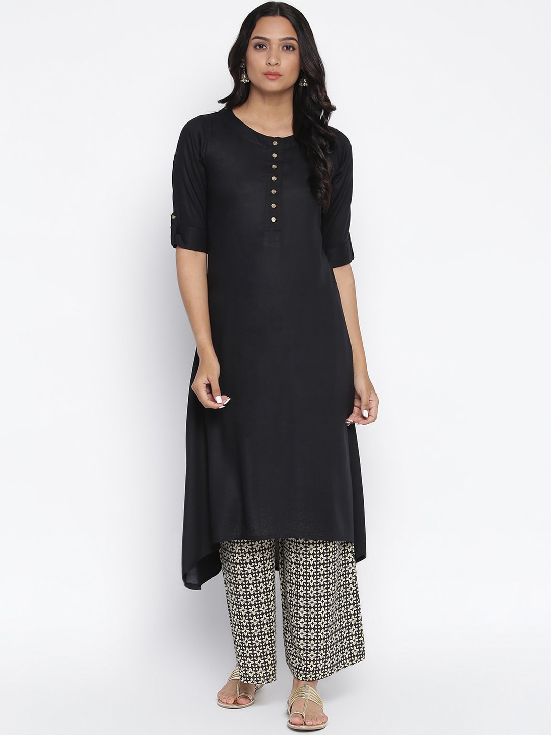 

Wodreams Women Black Asymmetric Kurta