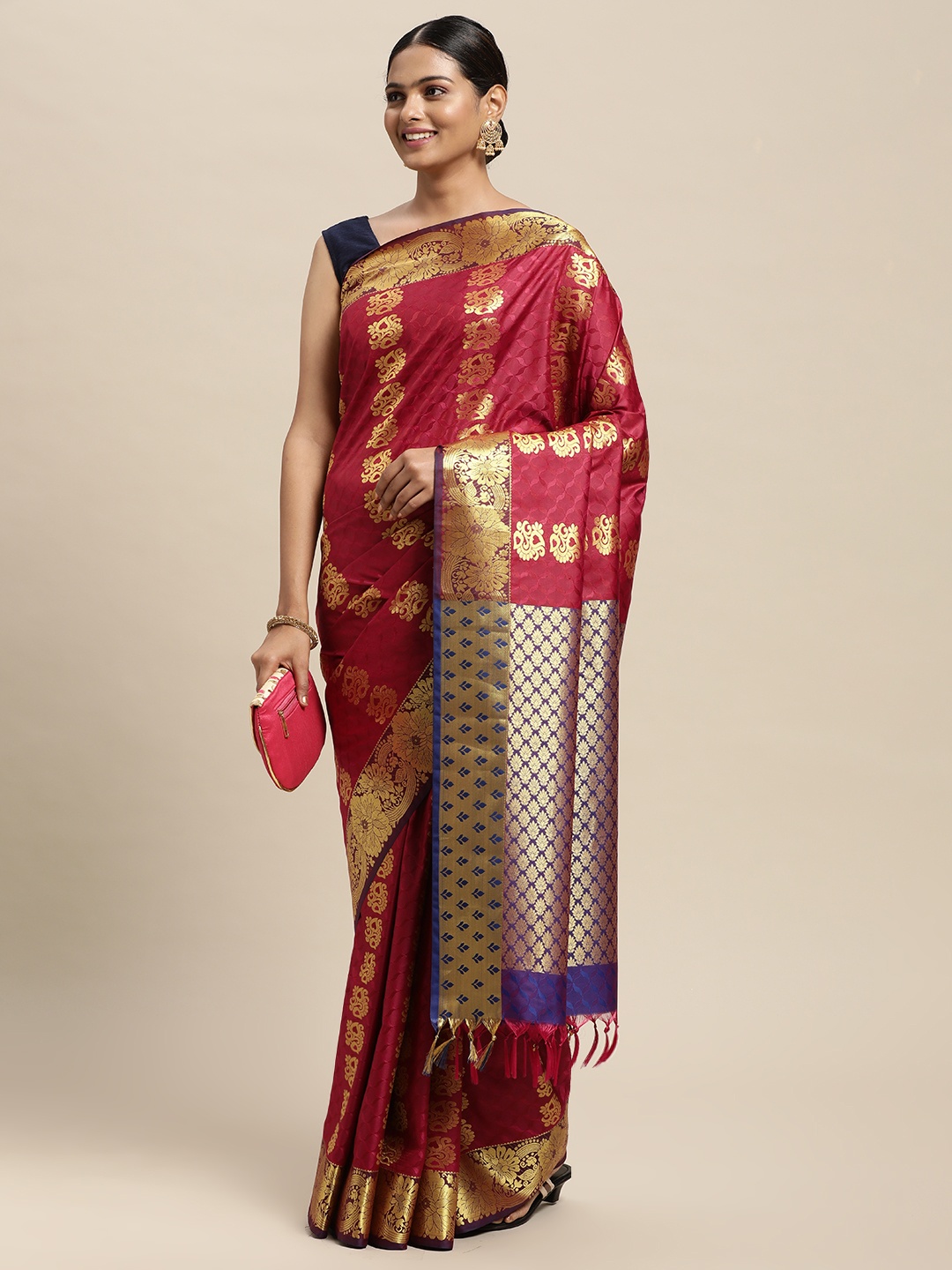 

Thara Sarees Red Woven Design Zari Art Silk Kanjeevaram Saree