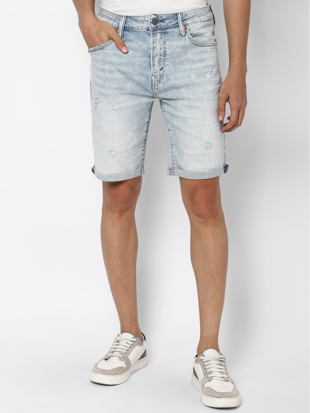 

AMERICAN EAGLE OUTFITTERS Men Blue Washed Denim Shorts