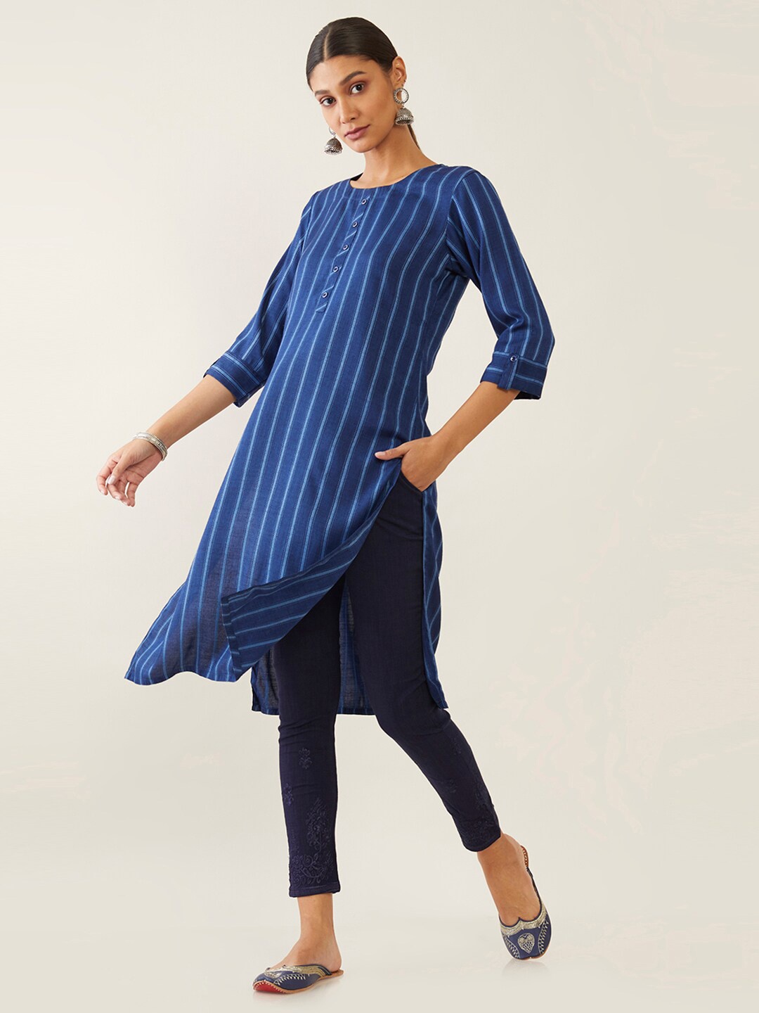 

Soch Women Blue Printed Kurta