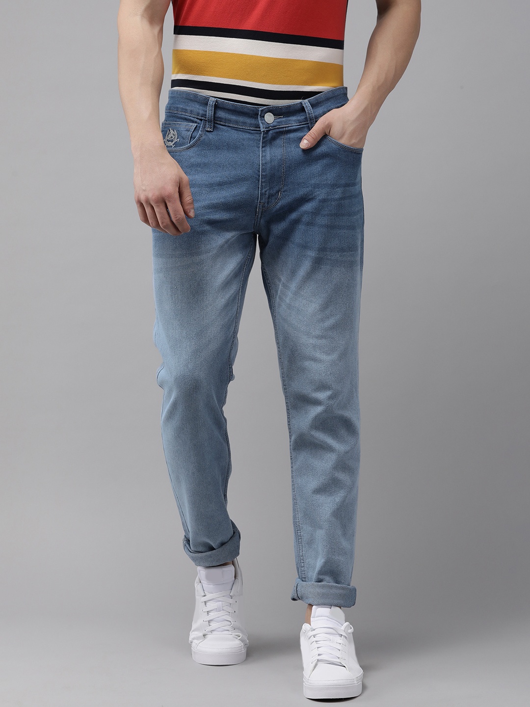 

U S Polo Assn Denim Co Men Blue Slim Tapered Fit Heavy Fade Stretchable Jeans