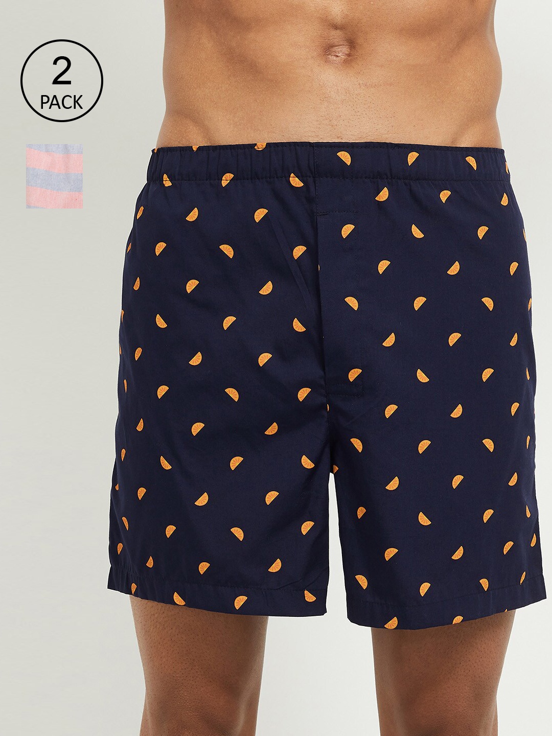 

max Men Pack Of 2 Printed Boxers, Navy blue