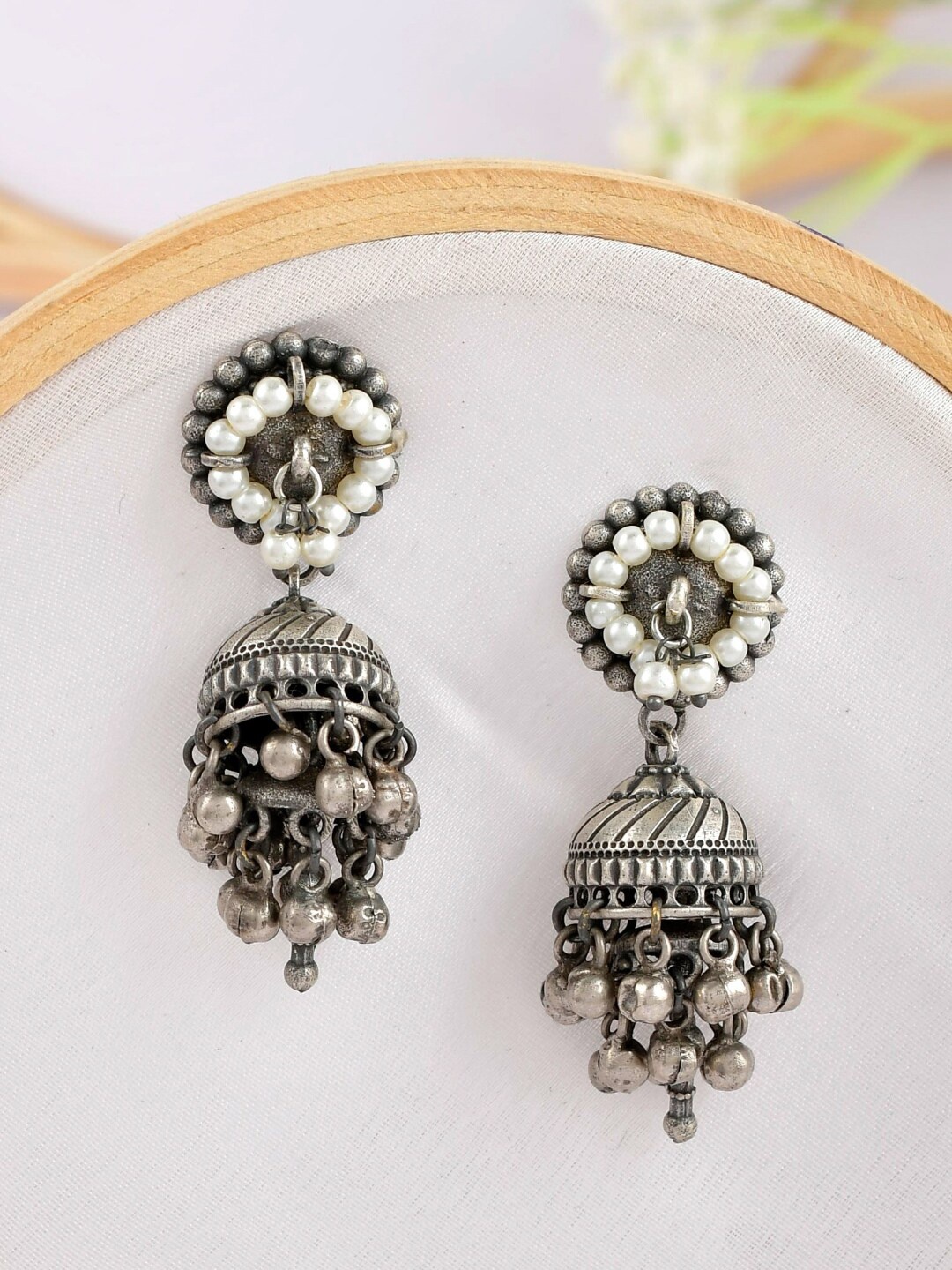 

Infuzze White Contemporary Jhumkas Earrings