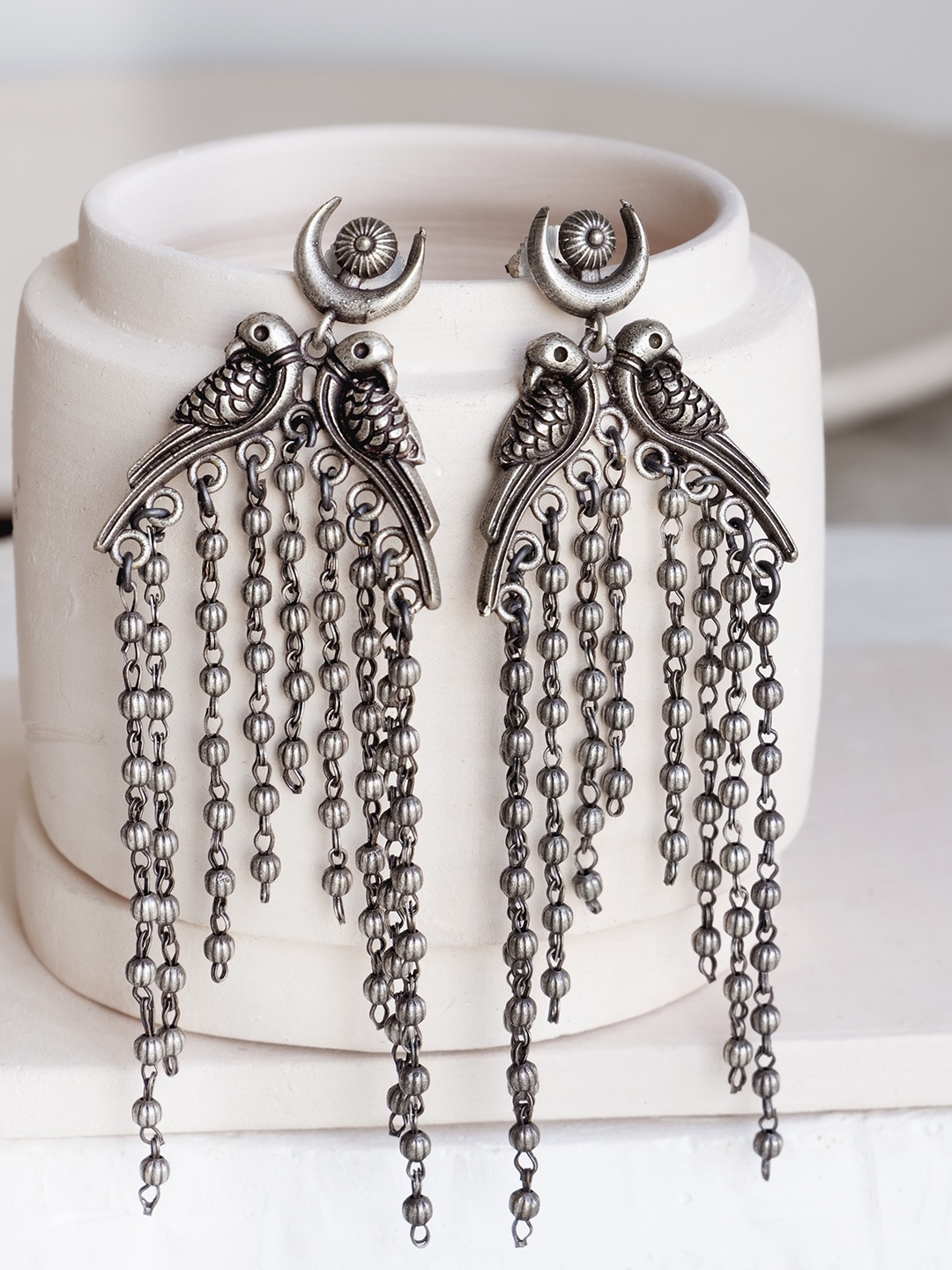 

Infuzze Silver-Toned Contemporary Drop Earrings