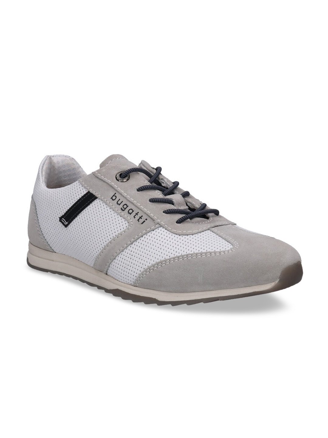

Bugatti Men Off White & Grey Colourblocked Leather Sneakers