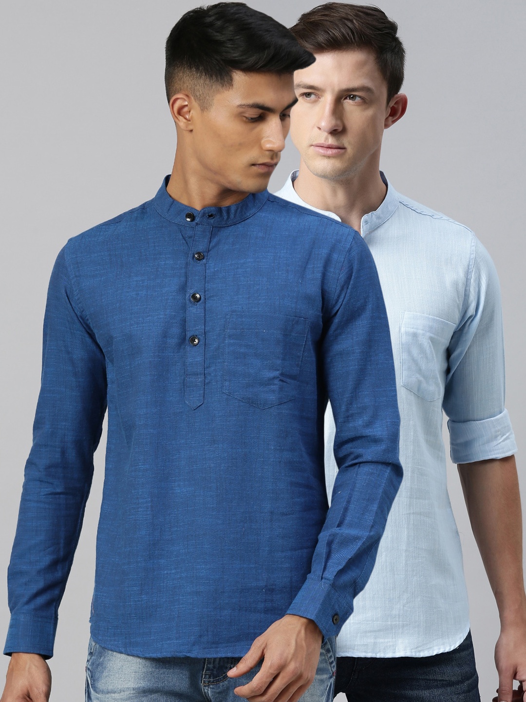 

Kryptic Set-2 Men Blue Pure Cotton Kurta