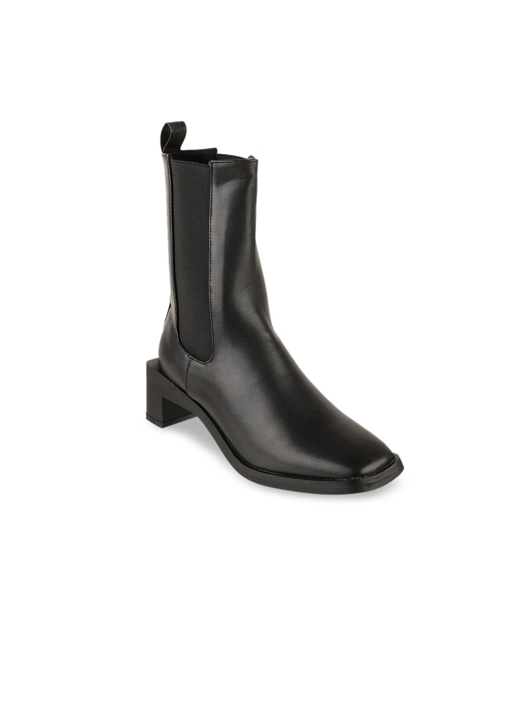 

SHUZ TOUCH Women Black PU Block Heeled Boots