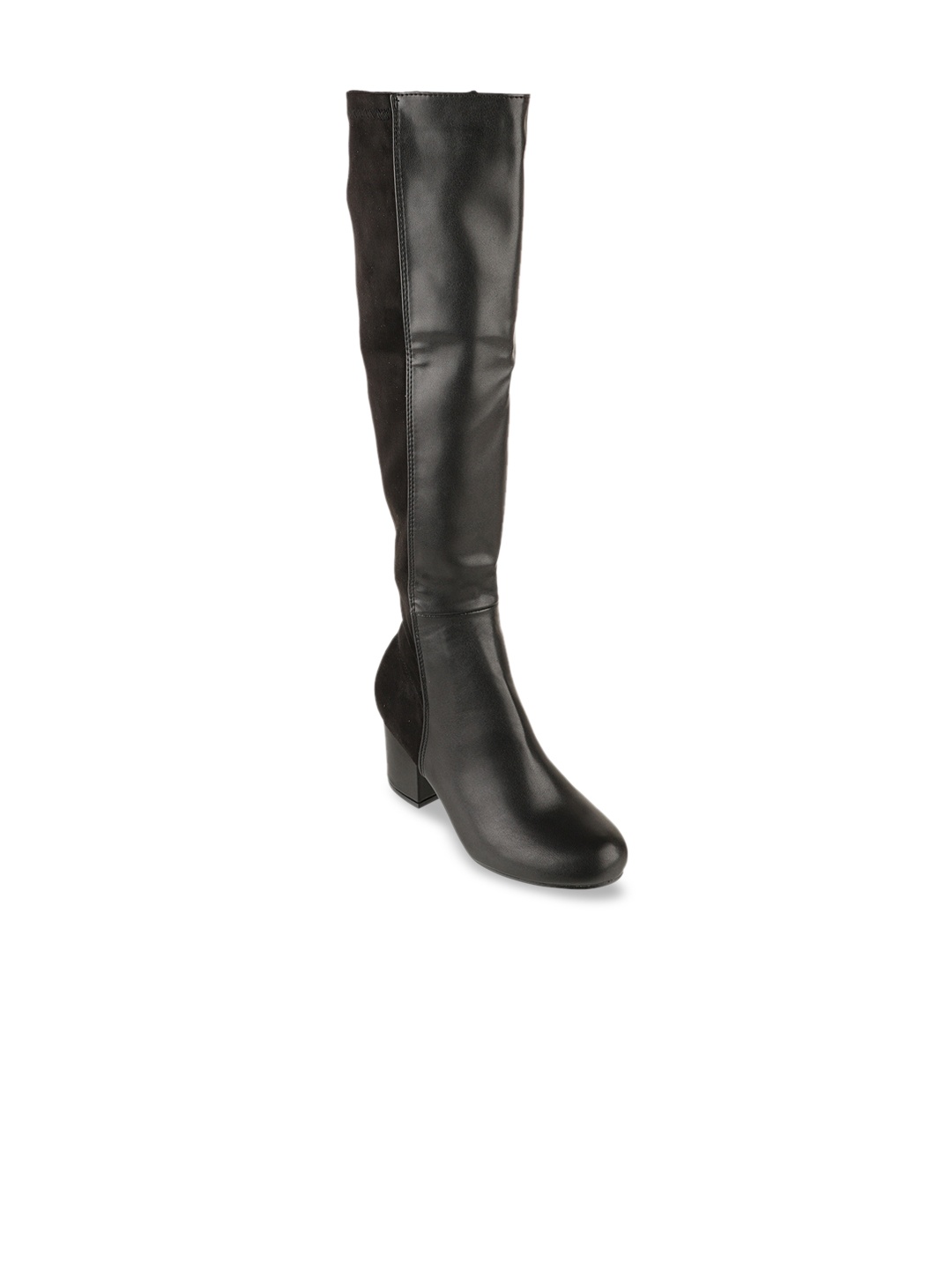 

SHUZ TOUCH Black PU Block Heeled Boots