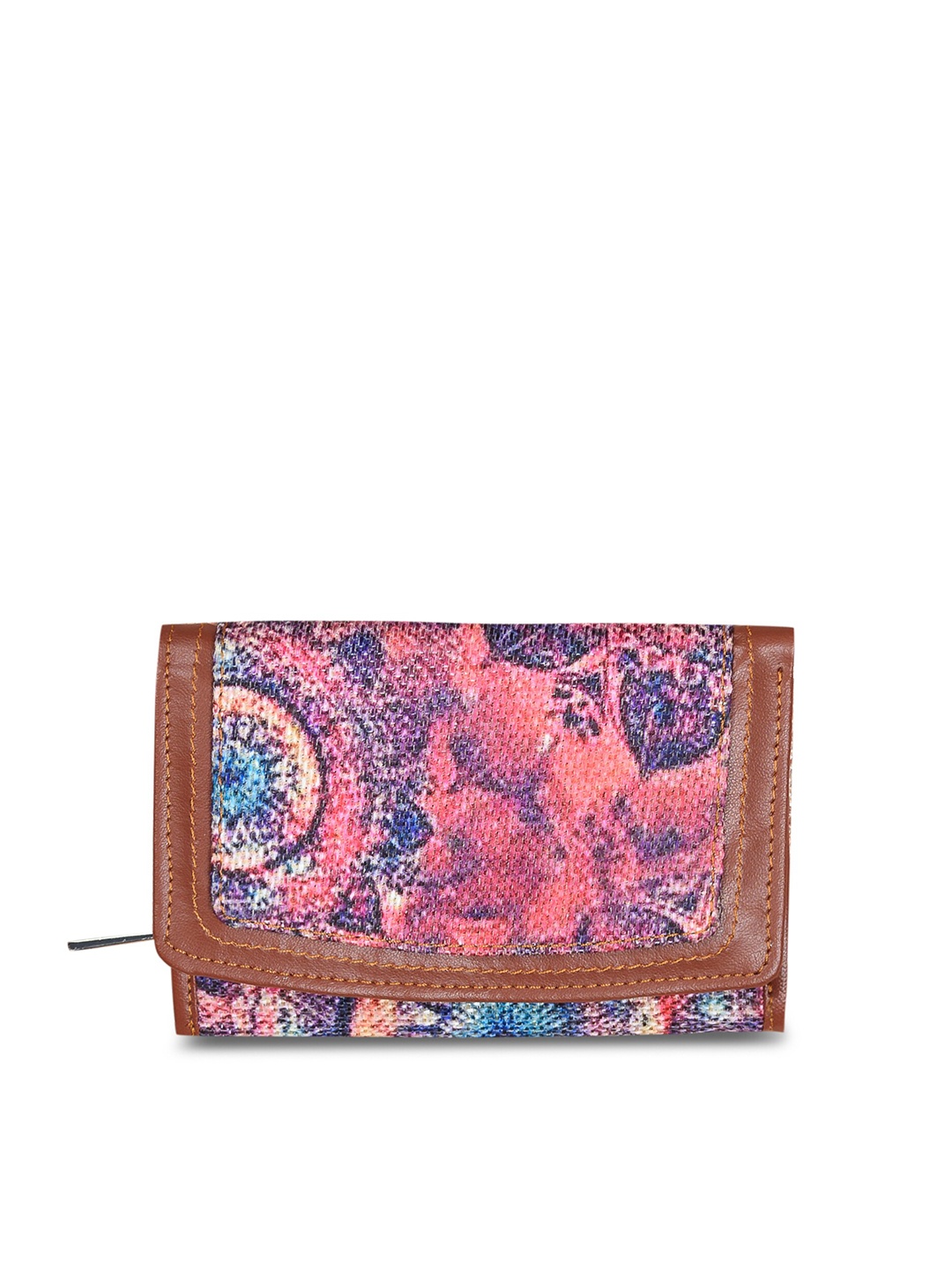 

ZOUK Women Pink & Purple Printed Three Fold Wallet