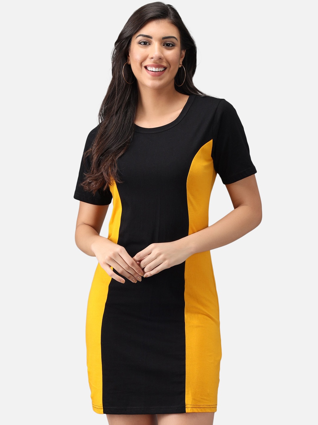 

FurryFlair Black Colourblocked T-shirt Dress