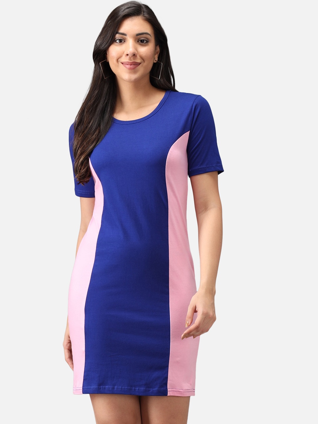

FurryFlair Women Blue Colourblocked Bodycon Dress