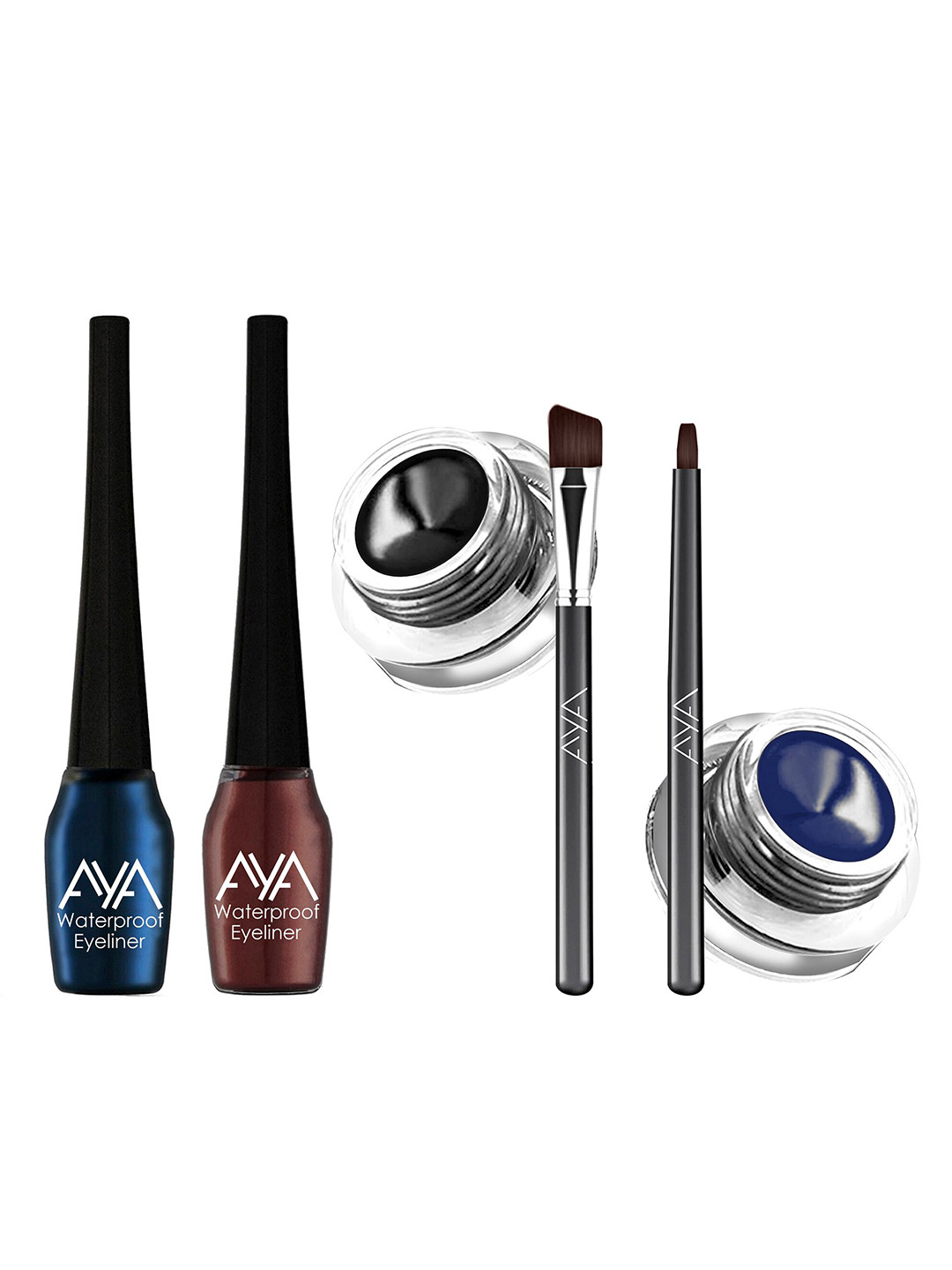 

AYA Set of 2 Waterproof Liquid Eyeliner & Set of 2 Gel Eyeliner, Blue