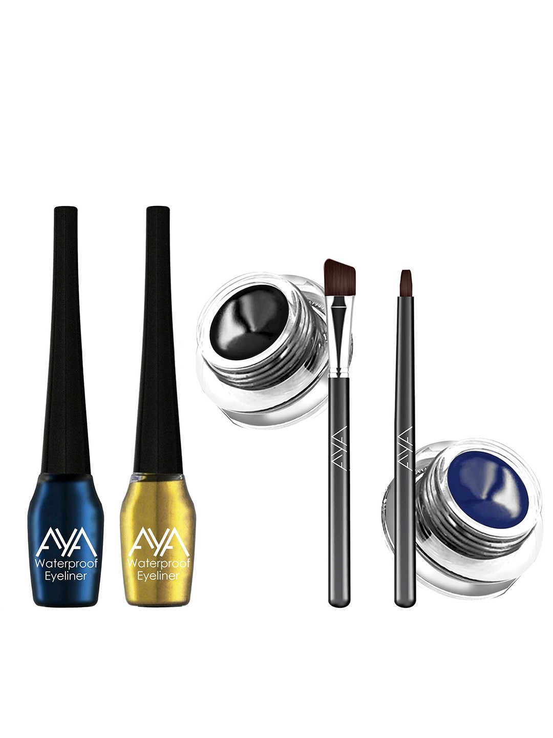 

AYA Set of 2 Waterproof Liquid Eyeliner & Set of 2 Gel Eyeliner, Blue