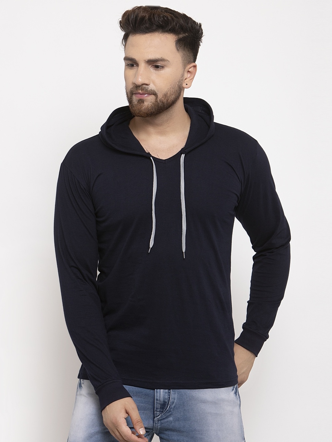 

KATSO Men Navy Blue Slim Fit T-shirt